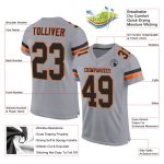 Custom Name and Number Personalized Light Gray Black-Orange Mesh Football Jersey Authentic Team Apparel Personalized Light
