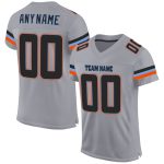 Custom Personalized Football Jersey - Light Gray Black-Powder Blue Mesh with Team Name and Number Personalized Light Gray
