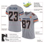 Custom Personalized Football Jersey - Light Gray Black-Powder Blue Mesh with Team Name and Number Personalized Light Gray