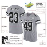 Custom Name and Number Authentic Football Jersey - Personalized Light Gray Black-White Mesh Team Jersey Personalized Light