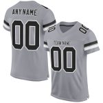 Custom Name and Number Authentic Football Jersey - Personalized Light Gray Black-White Mesh Team Jersey Personalized Light