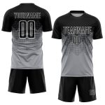 Custom Soccer Jersey with Personalized Name and Number - Light Gray Black-White Sublimation Team Uniform Personalized Light