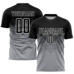 Custom Soccer Jersey with Personalized Name and Number - Light Gray Black-White Sublimation Team Uniform Personalized Light