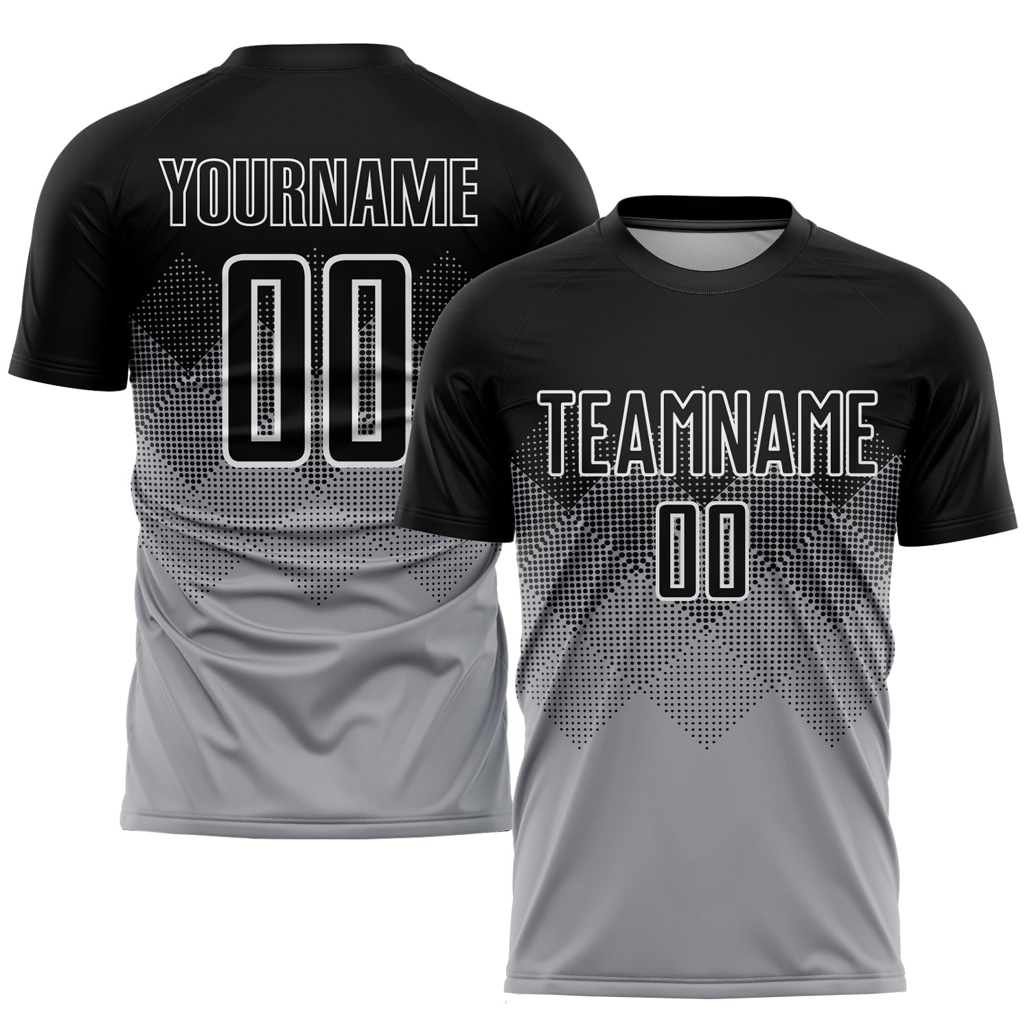 Custom Soccer Jersey with Personalized Name and Number - Light Gray Black-White Sublimation Team Uniform Personalized Light