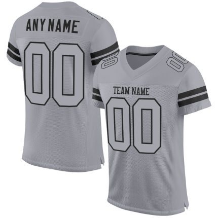 Custom Name and Number Authentic Football Jersey - Personalized Light Gray and Black Mesh Personalized Light Gray Gray-Black