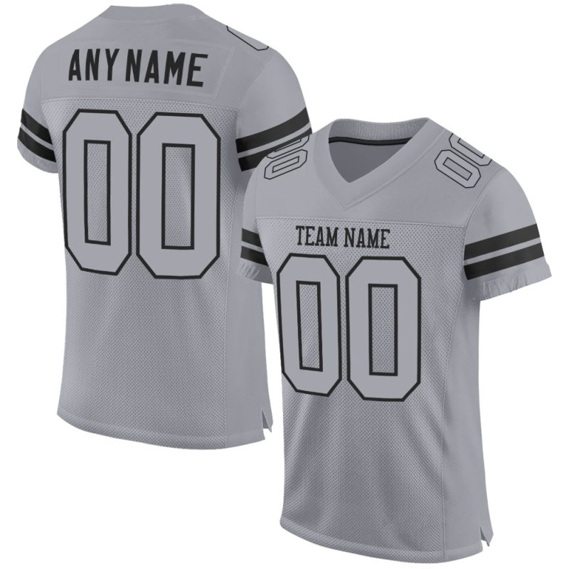 Custom Name and Number Authentic Football Jersey - Personalized Light Gray and Black Mesh Personalized Light Gray Gray-Black
