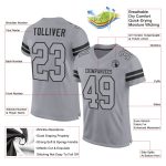 Custom Name and Number Authentic Football Jersey - Personalized Light Gray and Black Mesh Personalized Light Gray Gray-Black