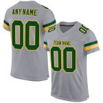 Custom Authentic Football Jersey with Personalized Name and Number - Light Gray Green Gold Mesh Personalized Light Gray Green-Gold