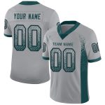 Custom Name and Number Football Jersey - Personalized Light Gray and Midnight Green-Black Mesh Drift Fashion Personalized