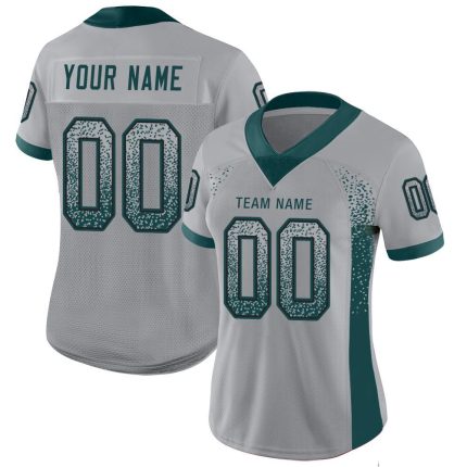 Custom Name and Number Football Jersey - Personalized Light Gray and Midnight Green-Black Mesh Drift Fashion Personalized
