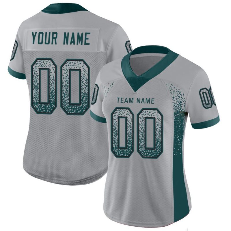 Custom Name and Number Football Jersey - Personalized Light Gray and Midnight Green-Black Mesh Drift Fashion Personalized