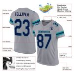 Custom Name Number Authentic Football Jersey - Light Gray Navy Aqua Mesh Personalized Light Gray Navy-Aqua Mesh Authentic