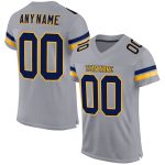 Custom Mesh Football Jersey with Personalized Name & Number - Light Gray Navy-Gold Team Gear Personalized Light Gray Navy-Gold