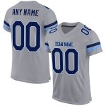 Custom Name and Number Personalized Light Gray Navy Powder Blue Football Jersey Mesh Authentic Team Apparel Personalized
