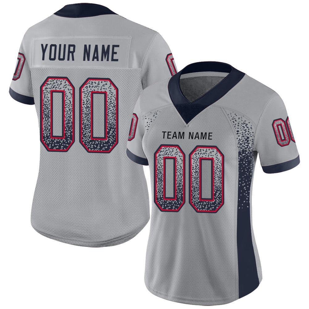 Custom Name Number Football Jersey - Personalized Light Gray Navy-Scarlet Mesh Drift Style Personalized Light Gray Navy-Scarlet