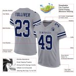 Custom Personalized Authentic Football Jersey - Light Gray Navy-White Mesh with Name and Number Personalized Light Gray Navy-White