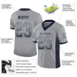 Custom Football Jersey with Personalized Name and Number - Light Gray Navy White Mesh Drift Personalized Light Gray Navy-White