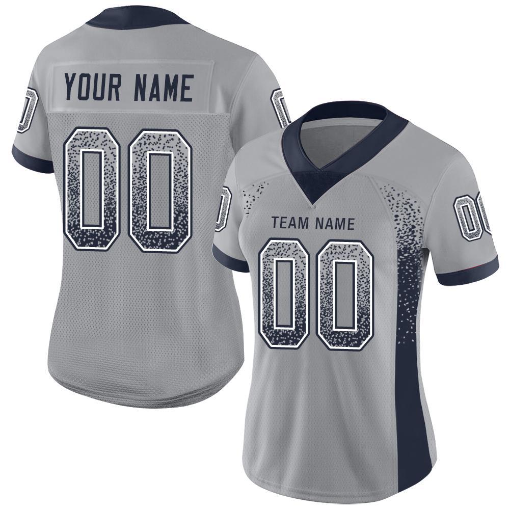 Custom Football Jersey with Personalized Name and Number - Light Gray Navy White Mesh Drift Personalized Light Gray Navy-White
