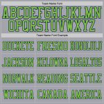Custom Team Football Jersey with Personalized Name & Number in Light Gray Neon Green-Navy Mesh Personalized Light Gray Neon