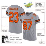 Custom Light Gray Orange-Black Mesh Football Jersey with Personalized Name & Number - Authentic Team Gear Personalized Light