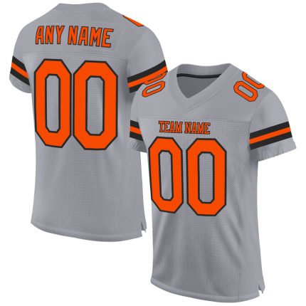 Custom Light Gray Orange-Black Mesh Football Jersey with Personalized Name & Number - Authentic Team Gear Personalized Light