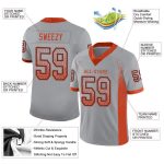 Custom Mesh Football Jersey with Personalized Name & Number, Light Gray Orange-Navy Drift Style Personalized Light Gray Orange-Navy