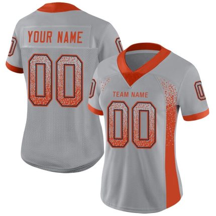 Custom Mesh Football Jersey with Personalized Name & Number, Light Gray Orange-Navy Drift Style Personalized Light Gray Orange-Navy