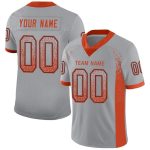 Custom Mesh Football Jersey with Personalized Name & Number, Light Gray Orange-Navy Drift Style Personalized Light Gray Orange-Navy