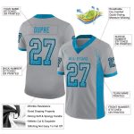 Custom Light Gray Panther Football Jersey with Blue-Black Mesh - Personalized Name and Number, Team Apparel Personalized
