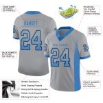 Custom Football Jersey with Personalized Name and Number in Light Gray, Powder Blue, and Black Mesh - Drift Fashion Style