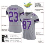 Custom Light Gray Purple-Black Mesh Football Jersey with Personalized Name and Number - Authentic Team Jersey Personalized