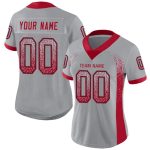 Custom Name Number Light Gray Red-Black Mesh Fashion Football Jersey - Personalized Team Jersey Personalized Light Gray Red-Black