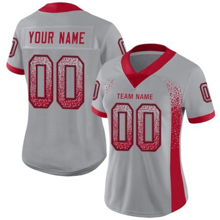 Custom Name Number Light Gray Red-Black Mesh Fashion Football Jersey - Personalized Team Jersey Personalized Light Gray Red-Black