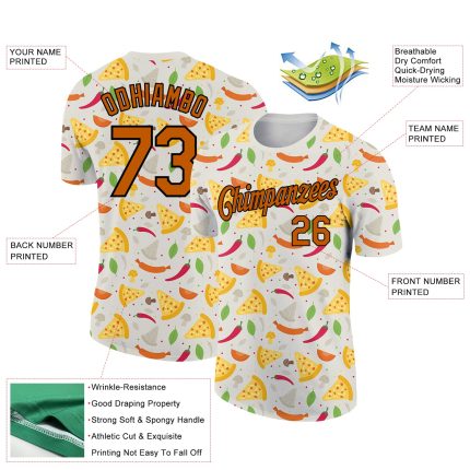 Custom Texas Pizza T-Shirt with 3D Orange-Black Pattern Design - Personalized Food Performance Tee with Name & Number, Light Gray