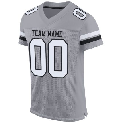 Personalized Authentic Football Jersey in Light Gray White and Black Mesh Personalized Light Gray White-Black Mesh Authentic