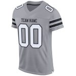 Custom Name and Number Personalized Light Gray Black-White Mesh Authentic Football Jersey Personalized Light Gray White-Black