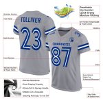 Custom Light Gray White-Royal Mesh Football Jersey with Personalized Name and Number - Authentic Team Gear Personalized Light