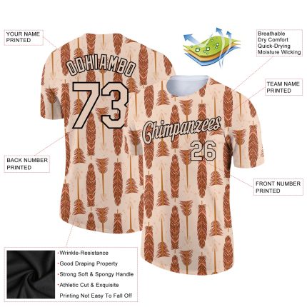 Custom Boho Style 3D Pattern T-Shirt with Personalized Name & Number in Light Pink and Black - Performance Tee Personalized