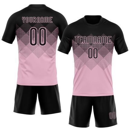 Custom Name Number Volleyball Jersey Pink Black Geometric Shape Sublimation Uniform for Teams Personalized Light Pink Black