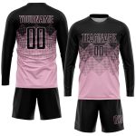Custom Name & Number Light Pink Black Soccer Jersey Uniform - Personalized Team Apparel Personalized Light Pink Black Sublimation