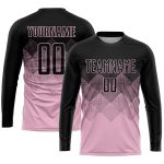 Custom Name & Number Light Pink Black Soccer Jersey Uniform - Personalized Team Apparel Personalized Light Pink Black Sublimation