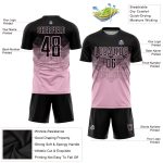 Custom Name & Number Light Pink Black Soccer Jersey Uniform - Personalized Team Apparel Personalized Light Pink Black Sublimation