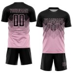 Custom Name & Number Light Pink Black Soccer Jersey Uniform - Personalized Team Apparel Personalized Light Pink Black Sublimation