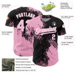 Custom Name & Number 3D Pattern Abstract Brush Stroke Baseball Jersey - Personalized Light Pink Black-White Design Personalized