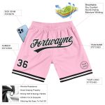 Personalized Light Pink Black White Basketball Shorts - Authentic Throwback Style Personalized Light Pink Black-White Authentic