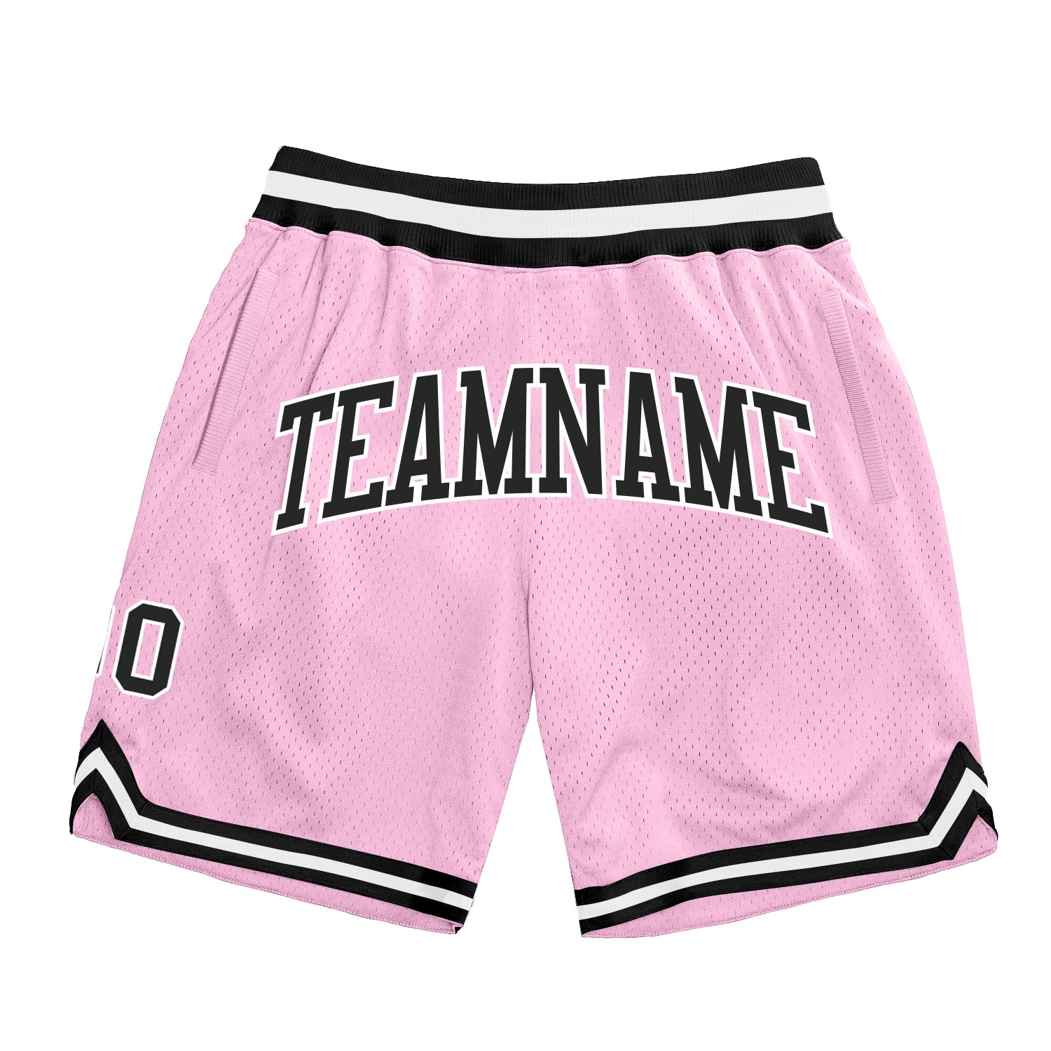 Custom Name and Number Personalized Light Pink Black-White Basketball Shorts - Authentic Throwback Style Personalized Light