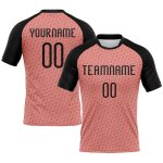 Custom Name Number Volleyball Jersey - Light Pink Black-White Geometric Design, Personalized Team Uniform Personalized Light