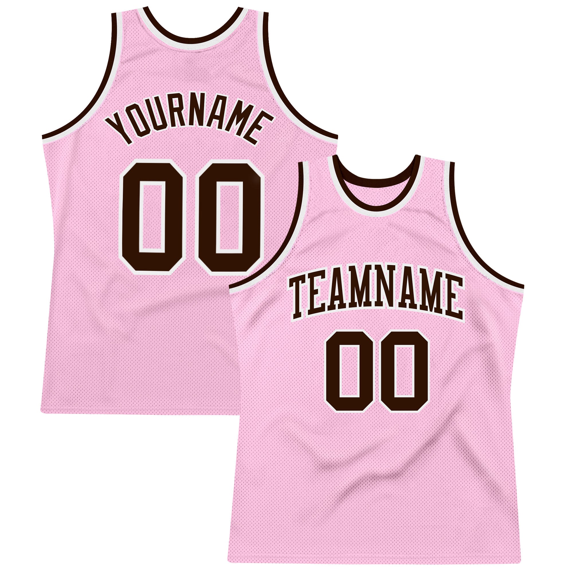 Custom Name Number Basketball Jersey Light Pink Brown White Authentic Throwback Personalized Light Pink Brown-White Authentic