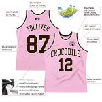 Custom Name Number Basketball Jersey Light Pink Brown White Authentic Throwback Personalized Light Pink Brown-White Authentic