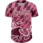 Custom Name and Number 3D Flame Baseball Jersey - Light Pink Crimson-White Design Personalized Light Pink Crimson-White 3D